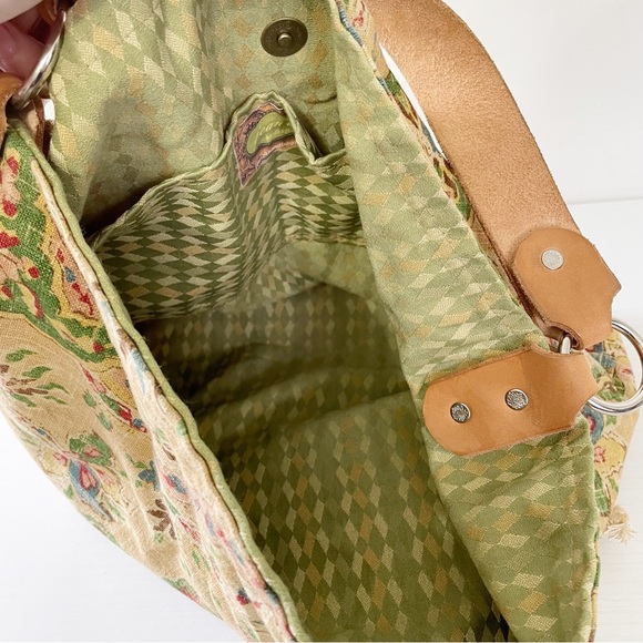 Jean Et tan floral fabric and leather hobo shoulder bag - Picture 7 of 10